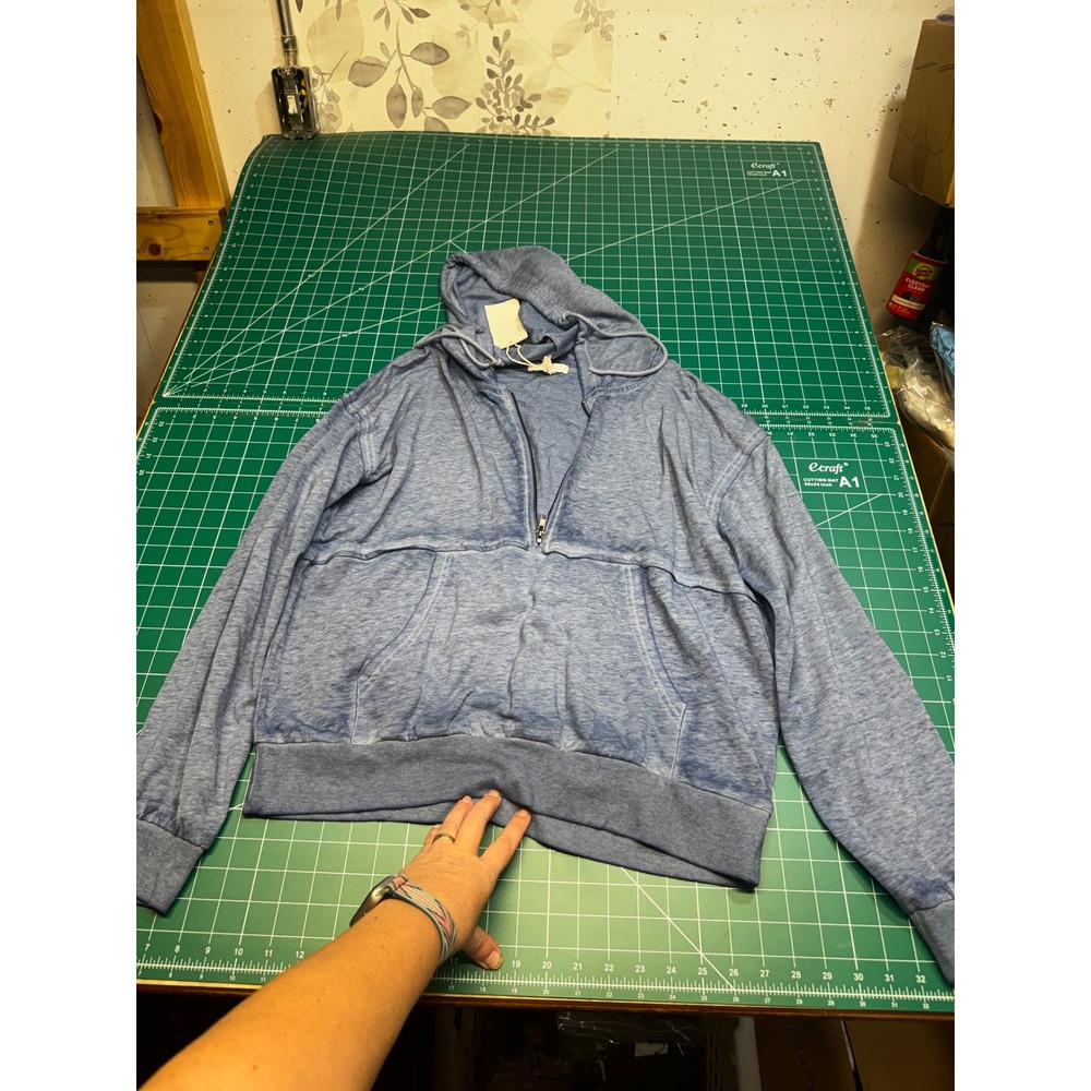 Grace & Lace Womens Blue Heathered Half Zip Hoodie Sweatshirt Size Medium NWT